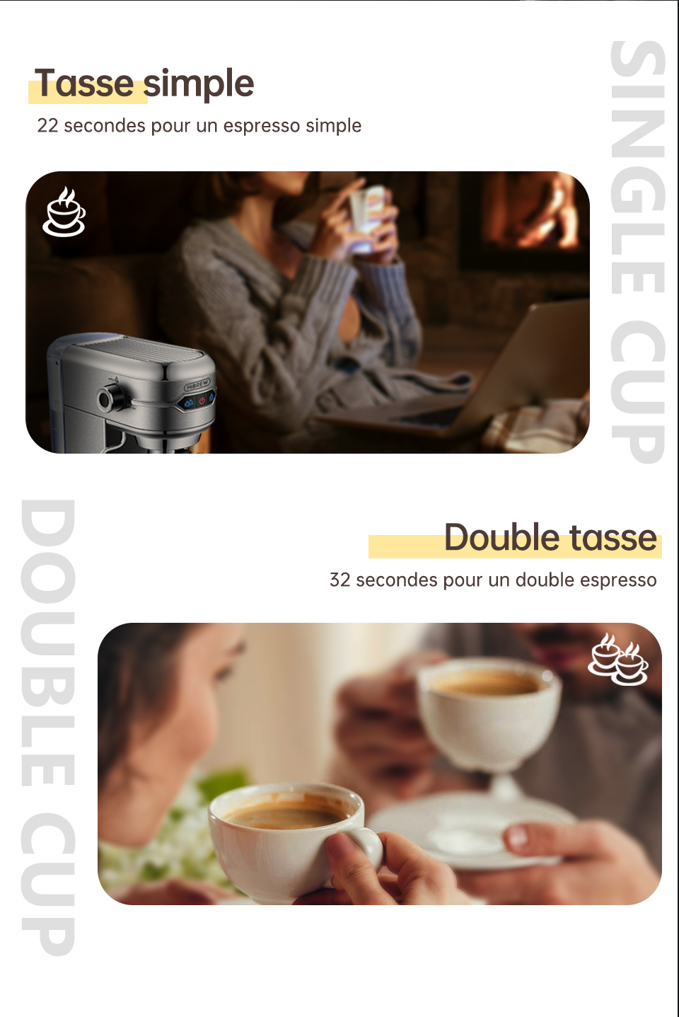 HiBREW – cafetière en Inox, 19 bars, Semi-automatique, Super mince, expresso en poudre, eau chaude H11