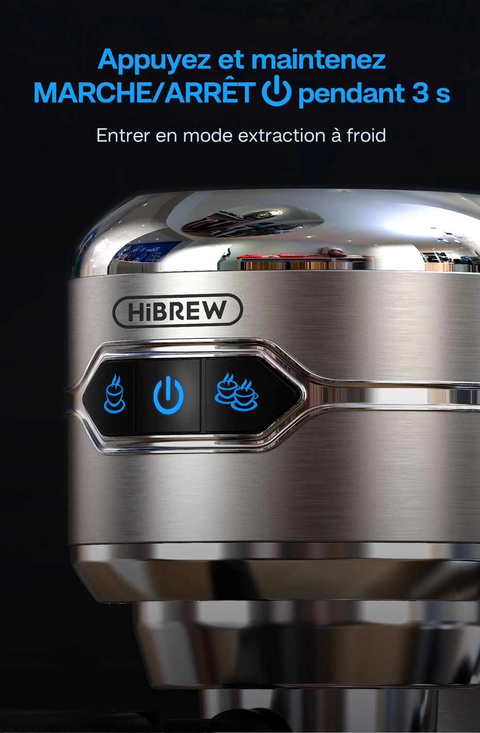 HiBREW – cafetière en Inox, 19 bars, Semi-automatique, Super mince, expresso en poudre, eau chaude H11