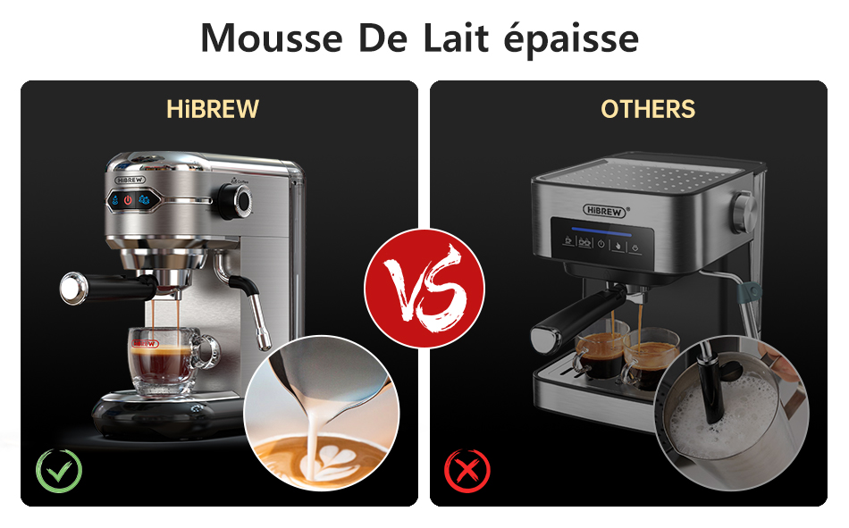 HiBREW – cafetière en Inox, 19 bars, Semi-automatique, Super mince, expresso en poudre, eau chaude H11