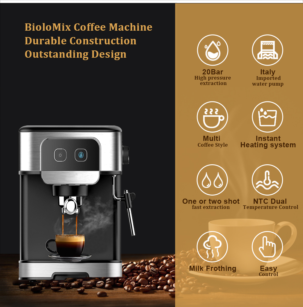 BioloMix – Machine à café expresso 1200W