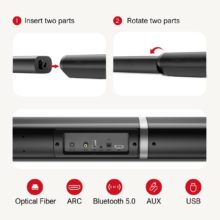 Barre de son TV 2.1, système sonore Home cinéma