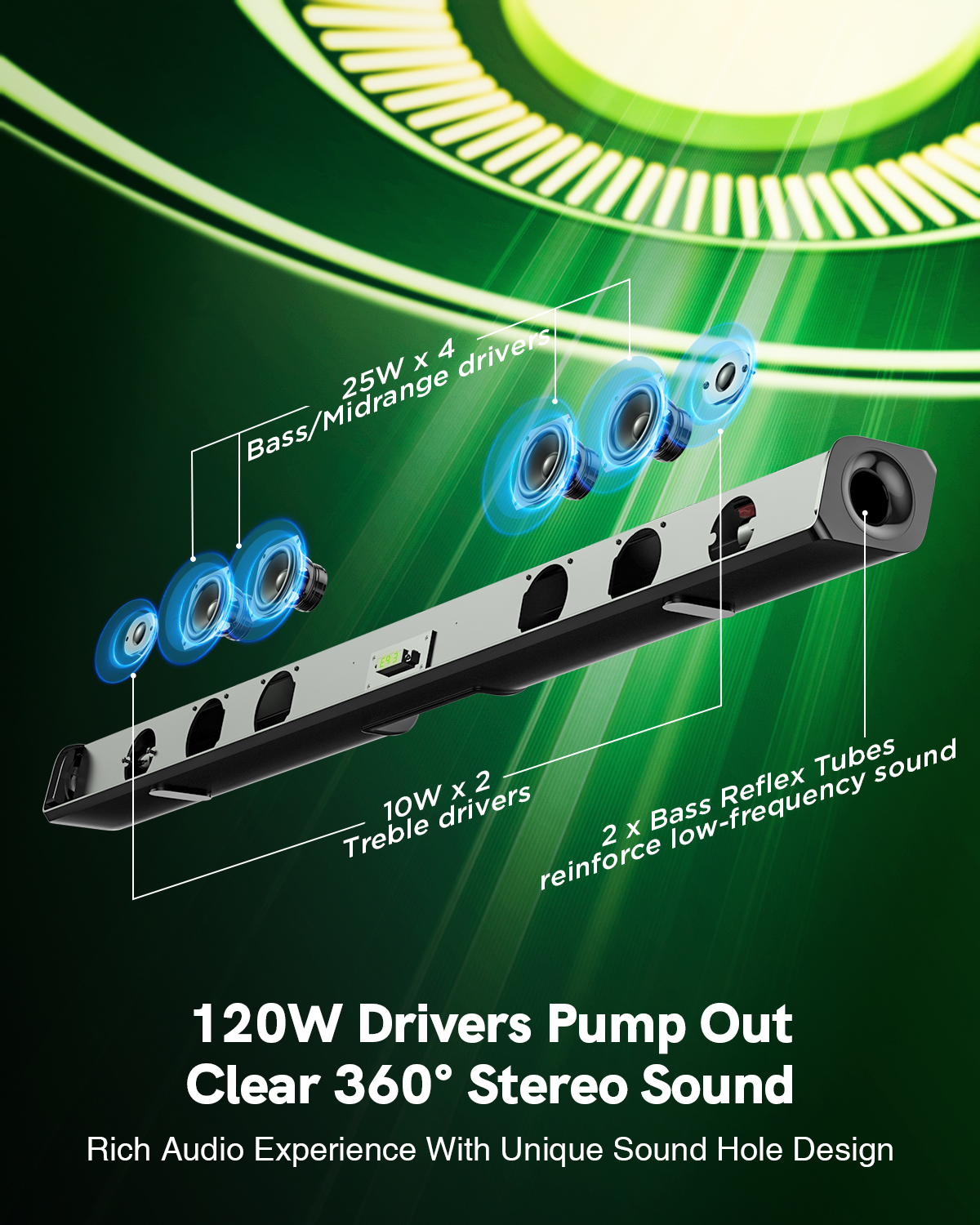 Ultidea – haut-parleur barre de son TV 120W Ultidea – haut-parleur barre de son TV 120W