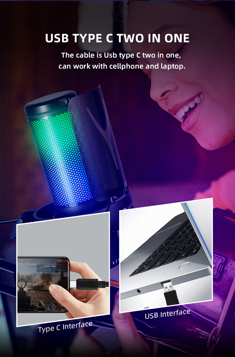 Yanmai – Microphone de jeu USB GM7