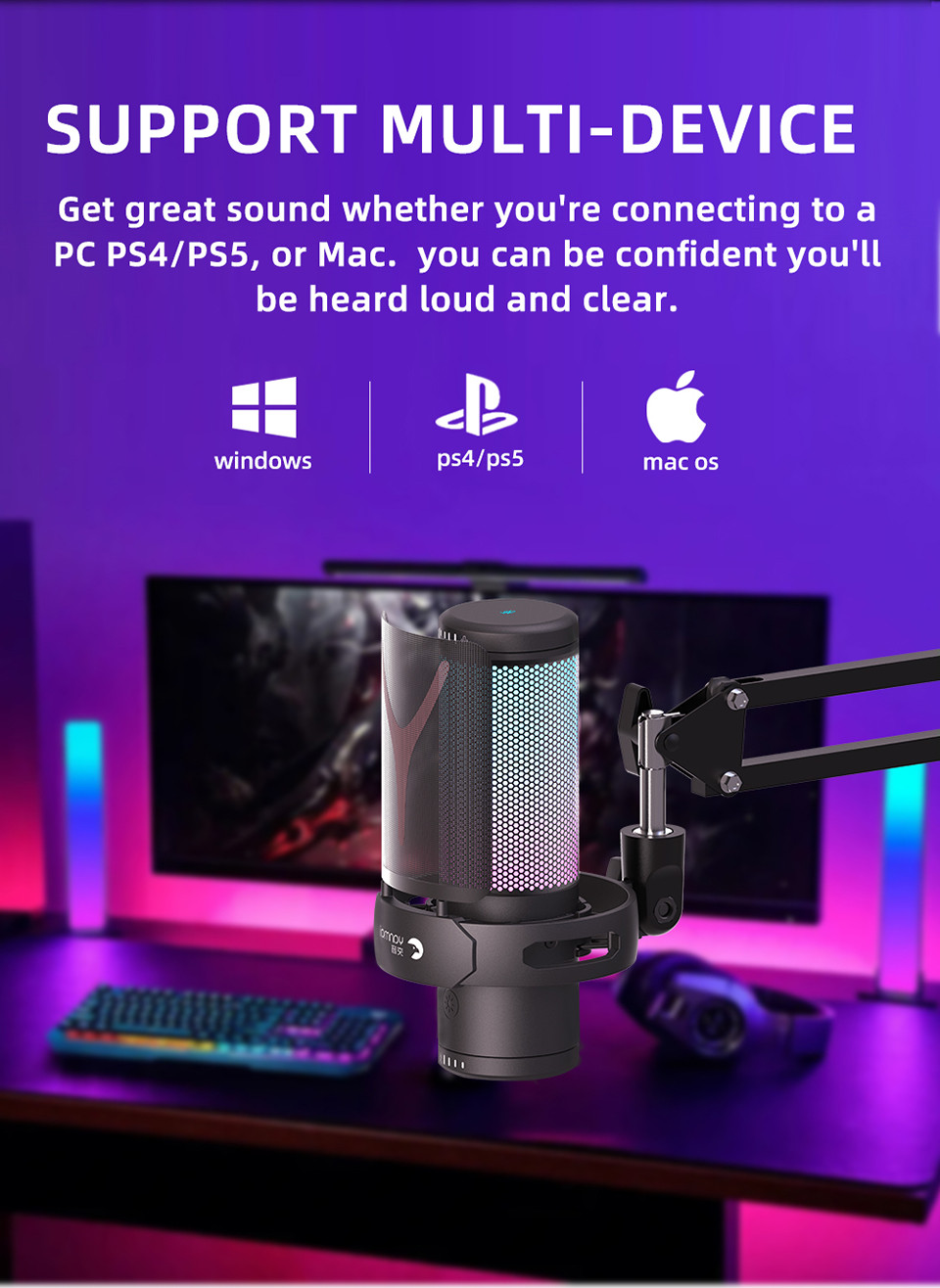 Yanmai – Microphone de jeu USB GM7