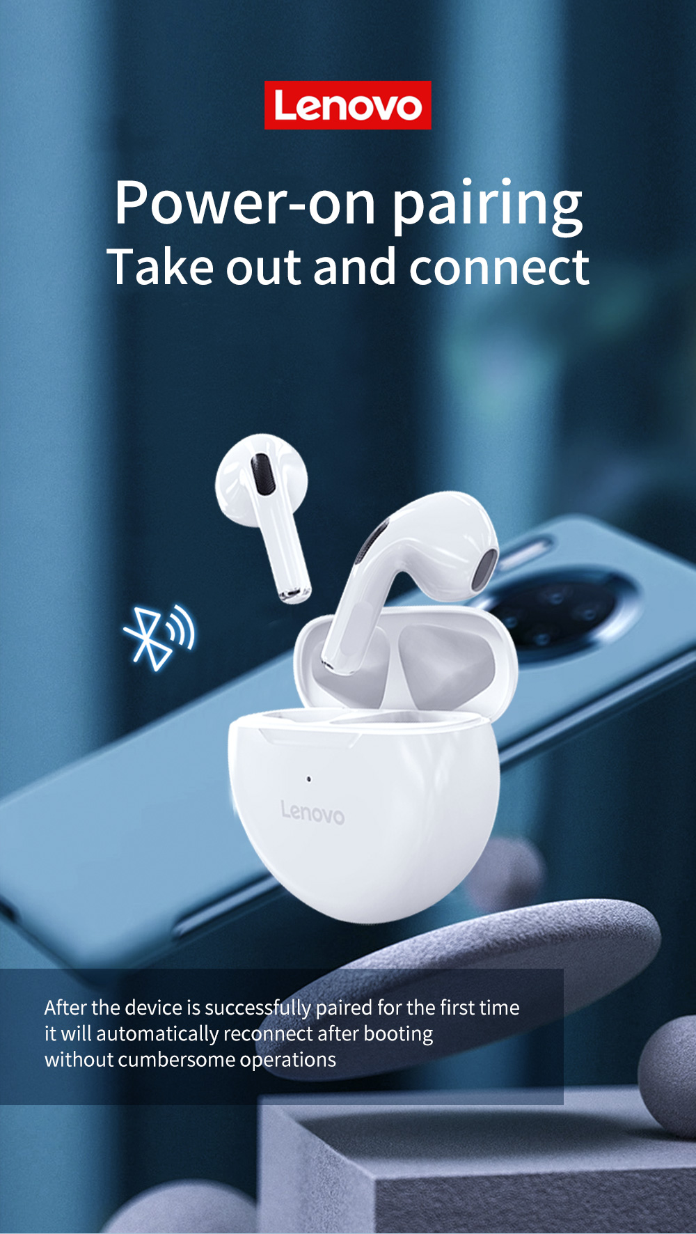 Lenovo – écouteurs sans fil Bluetooth 5.0 TWS