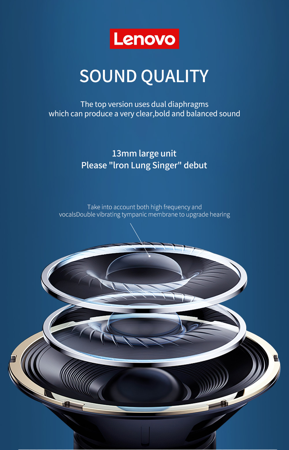 Lenovo – écouteurs sans fil Bluetooth 5.0 TWS