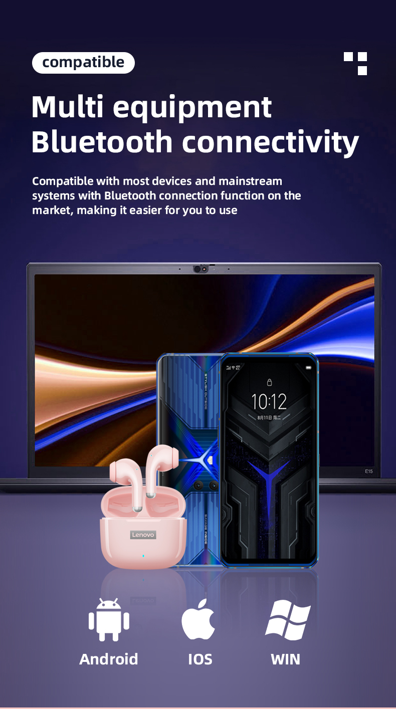 Lenovo – écouteurs sans fil Bluetooth 5.1