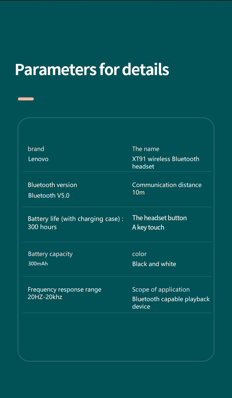 Lenovo Écouteurs sans Fil Bluetooth
