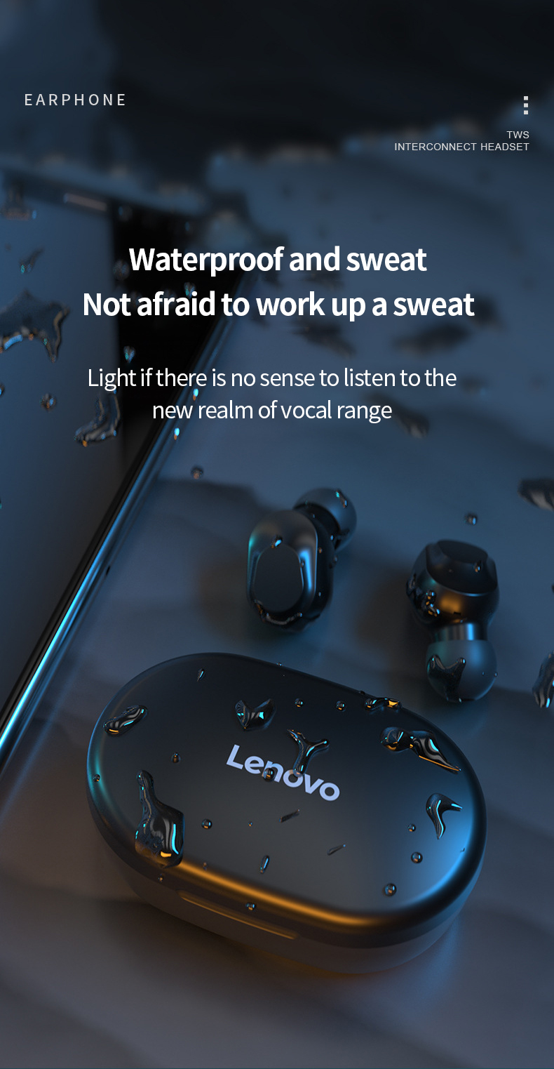 Lenovo Écouteurs sans Fil Bluetooth