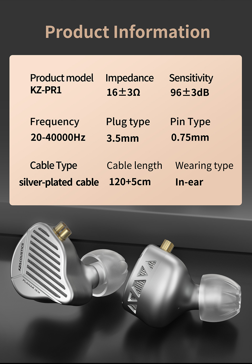 KZ PR1 écouteurs filaires intra-auriculaires, casque de musique, hi-fi, basse, moniteur, écouteurs, casque de Sport