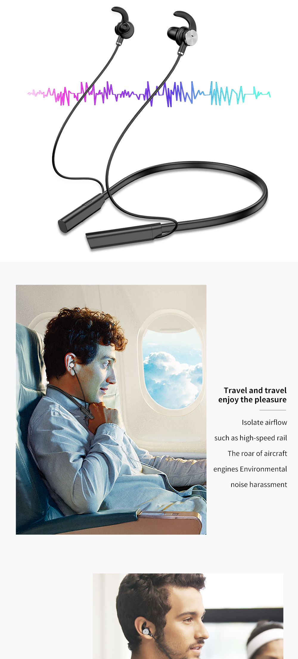 Casque d'écoute intra-auriculaire sans fil Bluetooth 5.0anc, 5V, anti-bruit actif, avec Microphone, Rechargeable, pour sport