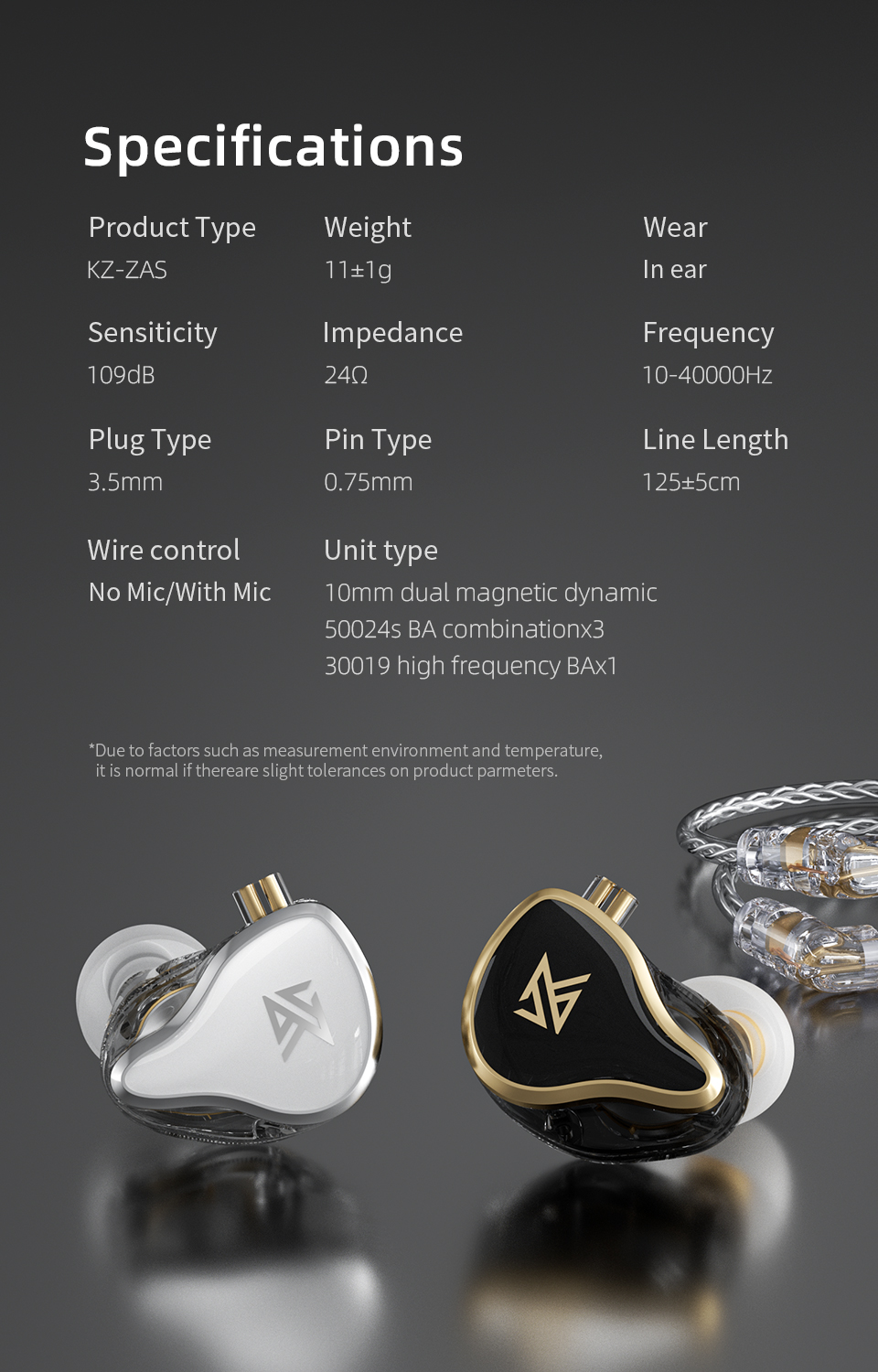 KZ – écouteurs ZAS 7BA + 1DD