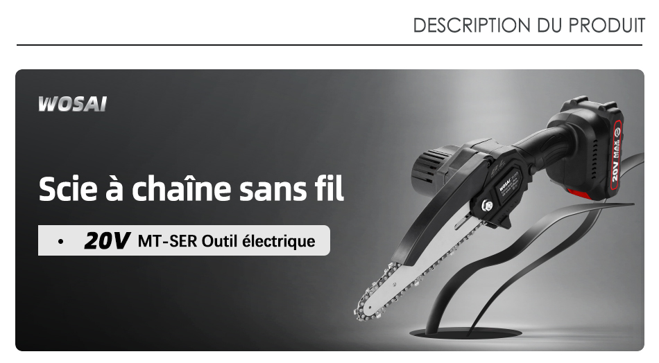 WOSAI – scie à chaîne sans balais de 6 pouces