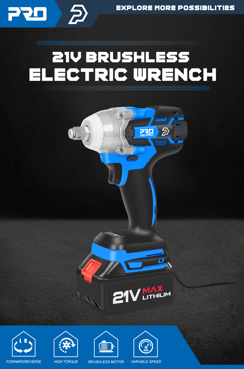 PROSTORMER – clé à chocs électrique 21V