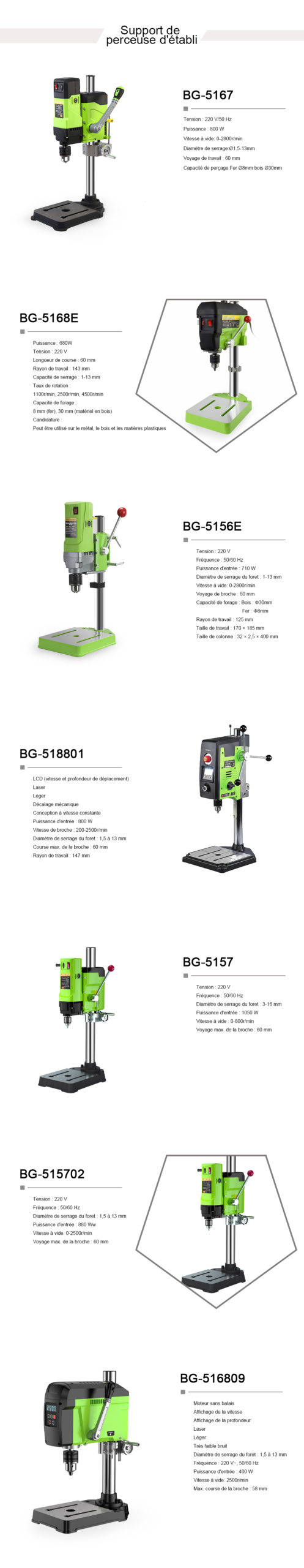 ALLSOME perceuse à colonne, 6 vitesses, Machine de forage