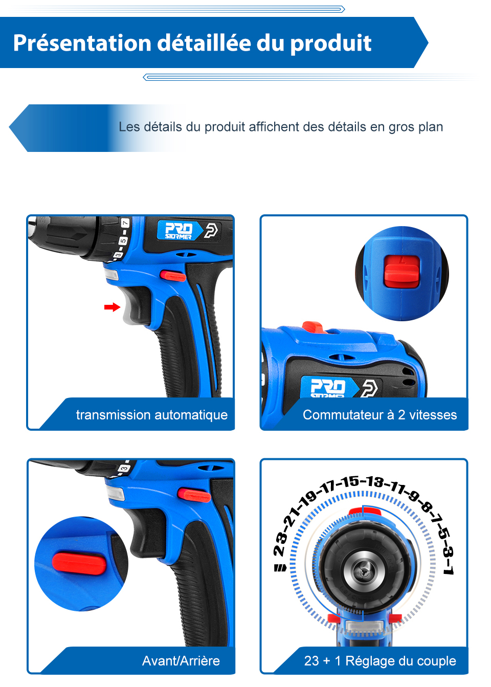 16.8V/20V/21V sans brosse mini perceuse electrique