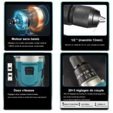 Perceuse électrique sans balais 21V 13MM