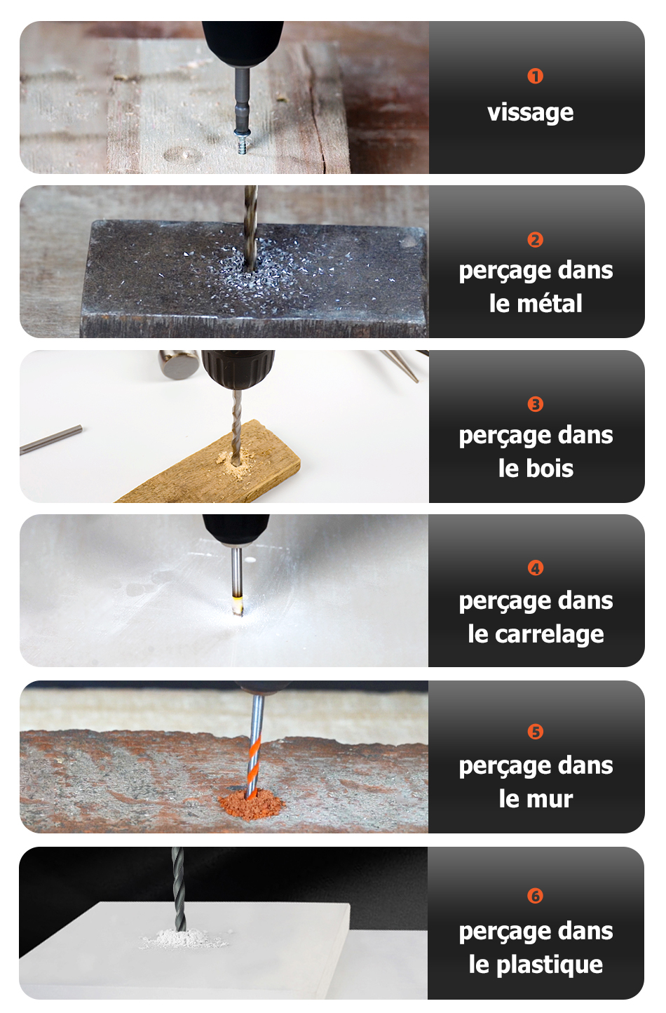 WOSAI perceuse sans fil 12V 16V 20V