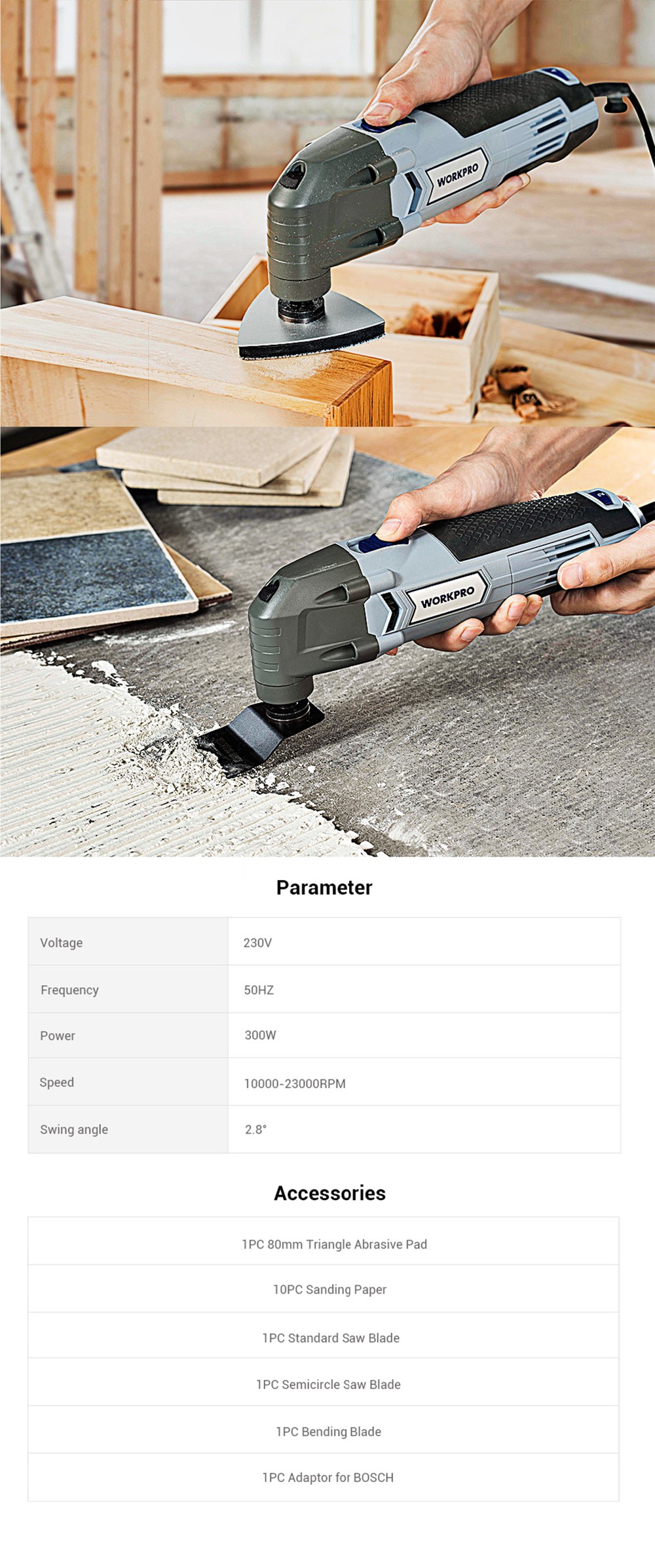 WORKPRO – outils électriques multifonctions oscillants