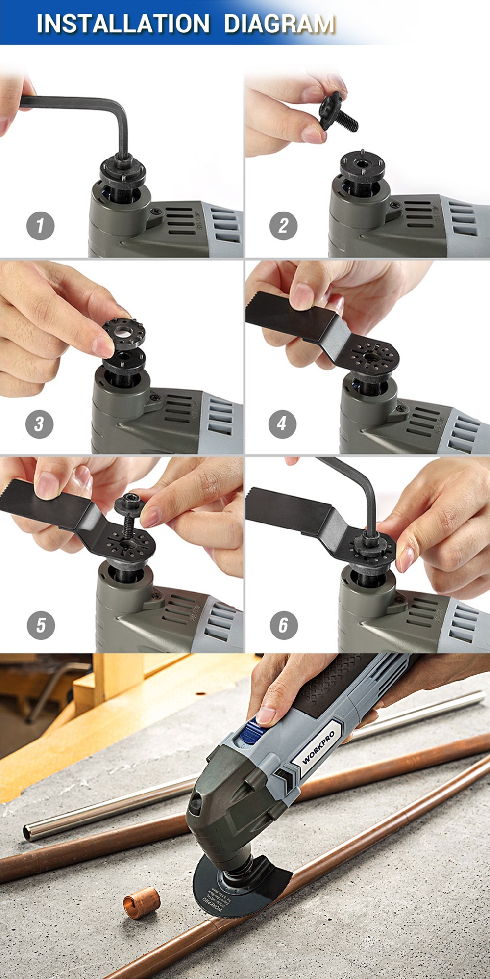 WORKPRO – outils électriques multifonctions oscillants