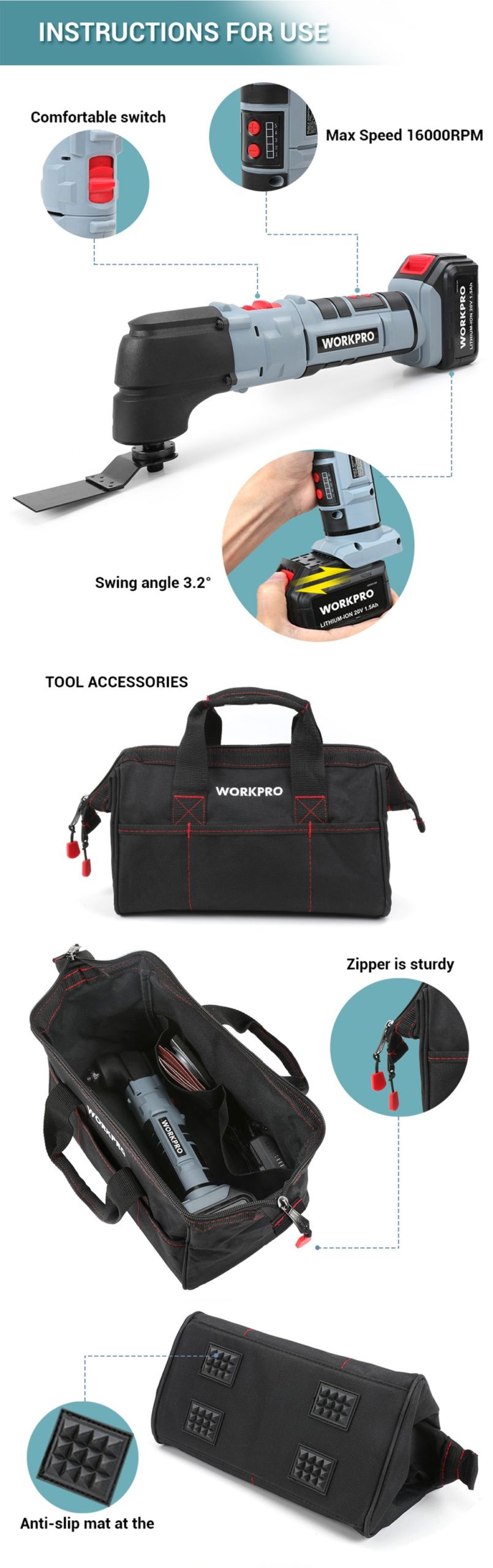 WORKPRO – outils électriques multifonctions oscillants