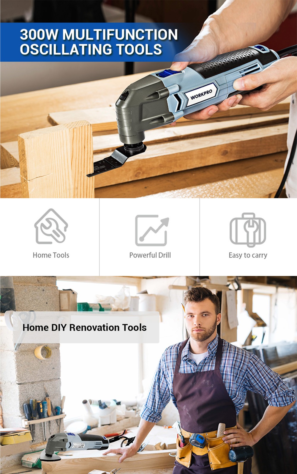 WORKPRO – outils électriques multifonctions oscillants