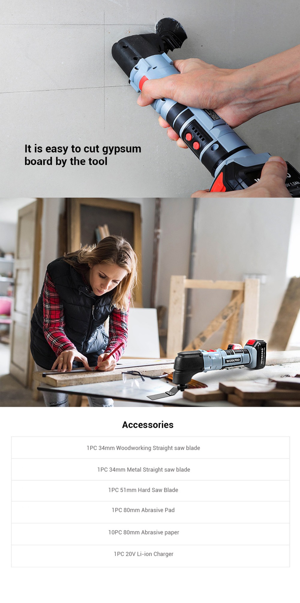 WORKPRO – outils électriques multifonctions oscillants