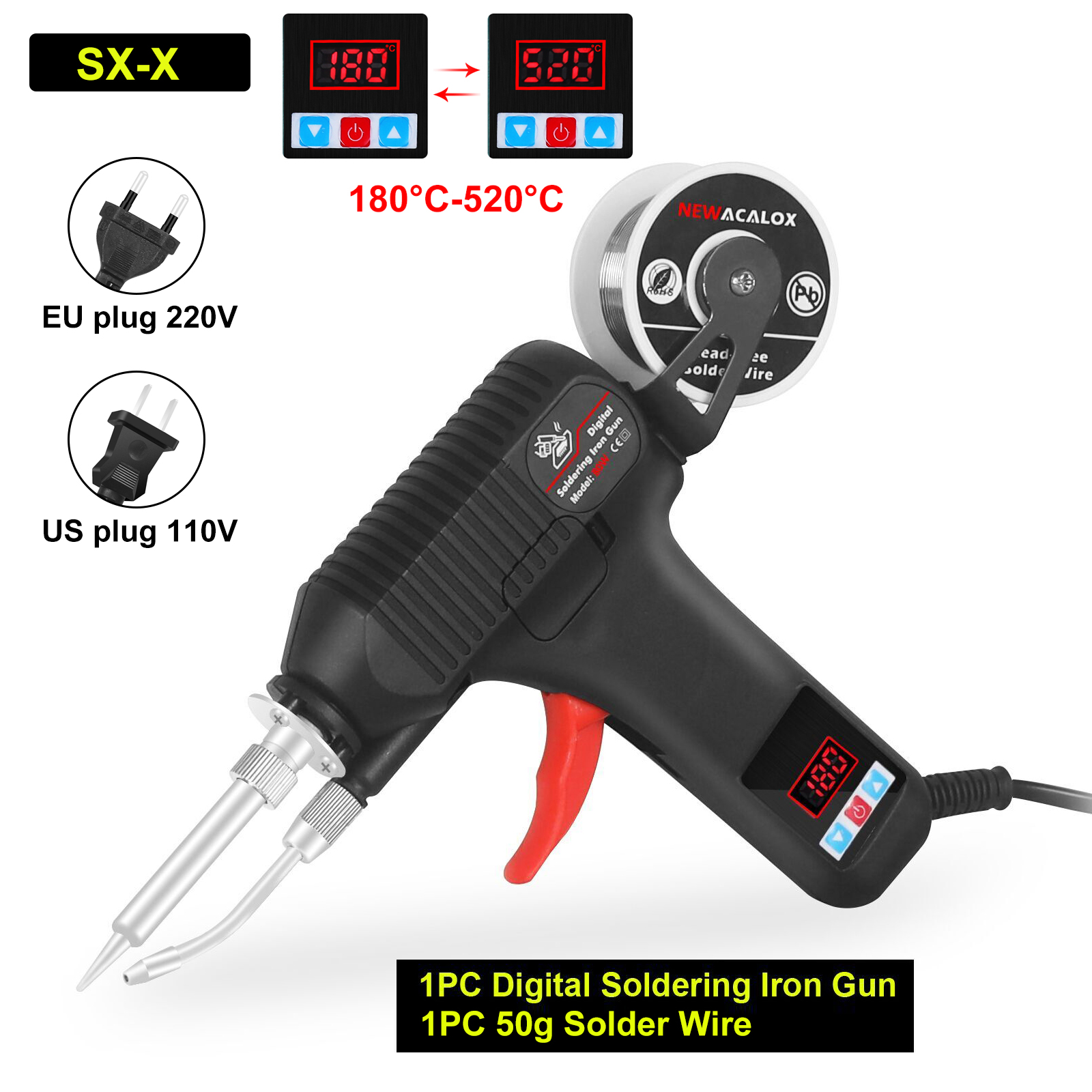 NEWACALOX – pistolet à fer à souder 80W EU/US