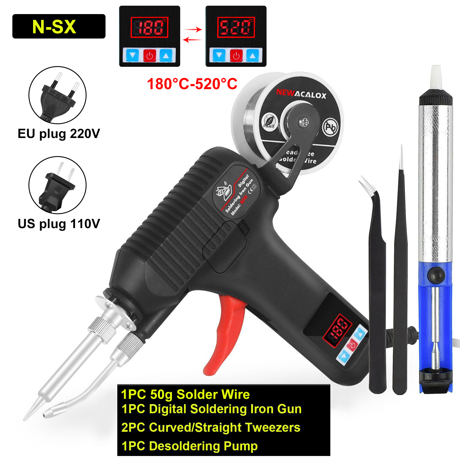 NEWACALOX – pistolet à fer à souder 80W EU/US