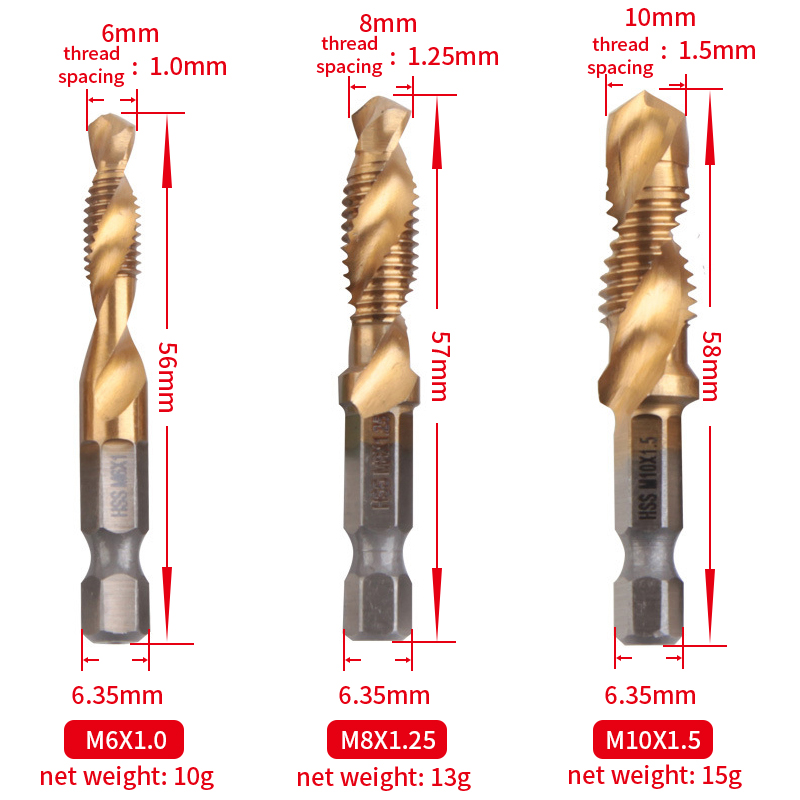 Jeu de forets à tige hexagonale